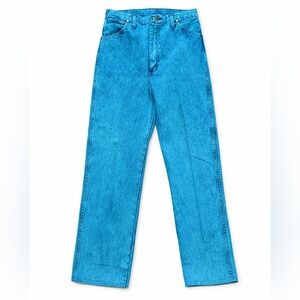Wrangler Vintage Turquoise Acid Wash High Rise Tapered Jeans Made in USA 34x34